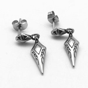 yunnique Tibetan <b>Silver</b> Spike Pendant Earrings Geometric Pattern Design <b>Studs</b> For Unisex Fashion Jewelry - Product Image 3
