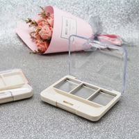 Morandi Farbe Cremeweiß 3-Loch Rechteckige Plastikpalette aus Recyclingmaterialien Leere Lidschattenpalette Kosmetikbox mit Spiegel