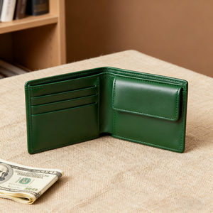 Portafogli in pelle con fiore in alta qualità Custom di fabbrica portafogli Bifold in pelle <span class=keywords><strong>verde</strong></span> Premium <span class=keywords><strong>portafoglio</strong></span> da <span class=keywords><strong>uomo</strong></span> con fermasoldi - Product Image 1
