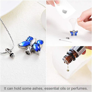 Joias de Cremação para Cinzas, Pingente de Aço Inoxidável em Forma de Borboleta com Pedra de Cristal, Colar Esqueleto, Lembrança para Mulheres - Product Image 4