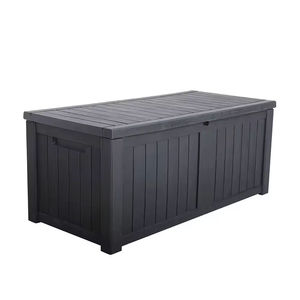 Caja de almacenamiento impermeable para exteriores de 450L/119Gal, banco con textura de madera de resina plástica con tapa bloqueable para almacenamiento al aire libre - Product Image 4