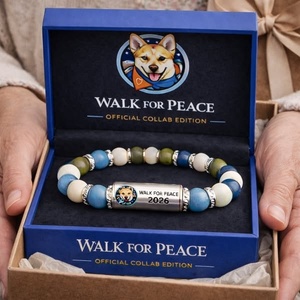 Bracelet énergétique en tungstène et pierre naturelle avec cordon élastique en forme <span class=keywords><strong>de</strong></span> chien pour la paix, les promenades et la commémoration des voyages, unisexe - Product Image 1