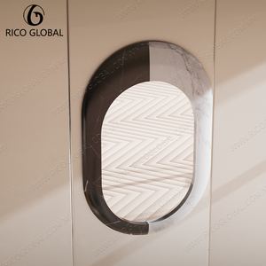 Miroir mural encadré ovale, design minimaliste, bord en marbre noir et blanc, verre décoratif de 6 mm d'épaisseur, décoration de salon, décoration de la maison - Product Image 3