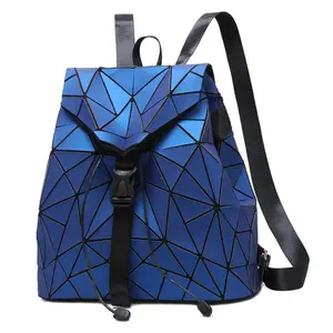 Оптовая продажа, Светящиеся женские рюкзаки, модная сумка с геометрическим рисунком для девочек, складной рюкзак с блестками, сумки, лакмусовые школьные сумки
