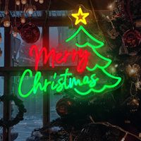Panneau LED Néon Joyeux Noël, Décoration de Noël, Lettrage Personnalisé, Nom de Marque, Promotion Saisonnier pour Pub, Boulangerie, Salon