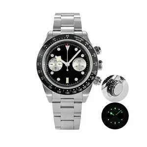 ODM montre sport homme 40mm Panda BB chronographe rétro luxe Seagull ST1901 manuel mécanique saphir 10Bar lumineux
