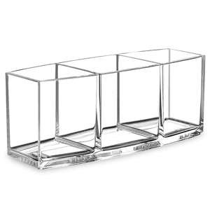 Organizador de Brochas de Maquillaje Acrílico Transparente de 3 Ranuras, Caja de Almacenamiento Cosmética Rectangular para Lápiz Labial, Rímel, Humectante Labial - Product Image 1