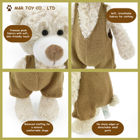 Ours en peluche mignon avec salopette - 13,5 pouces Crème/Kaki pour enfants et cadeaux d'anniversaire