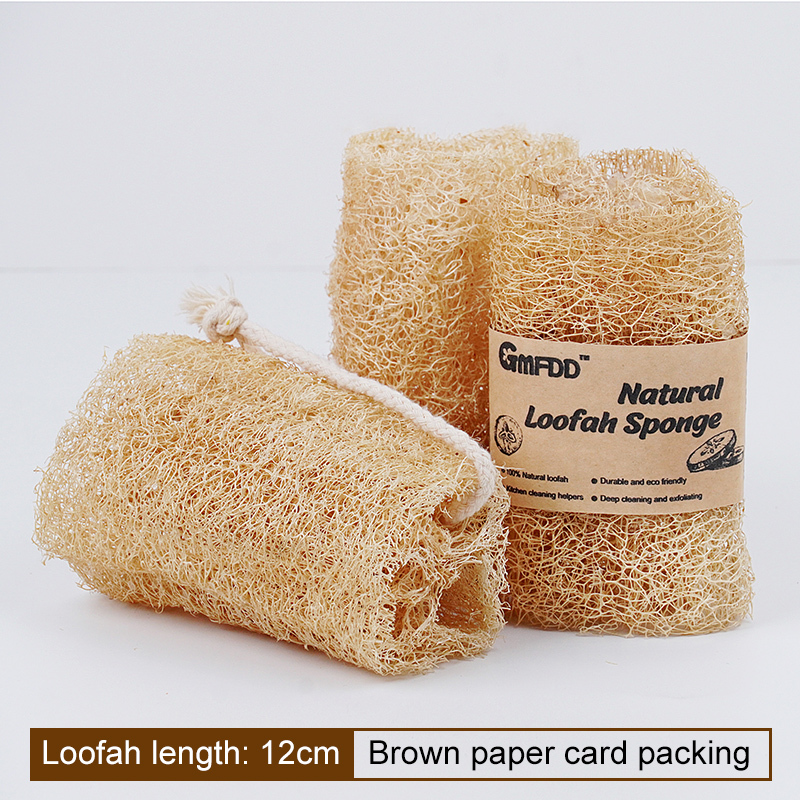Loofah naturel doux de 12 cm avec corde, 1 pièce/papier kraft