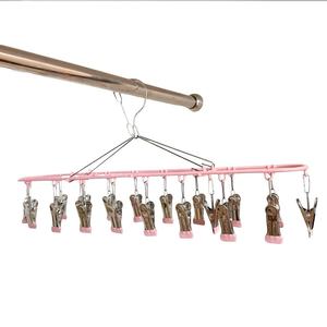 Stainless Steel Drying Rack With 20 <b>Clips</b> For Socks Underwear Windproof Non Slip Round Design Bathroom Use <b>Hook</b> Type - Product Image 2