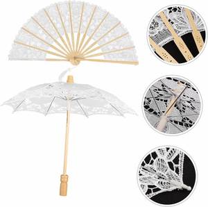 Parasols classiques en dentelle faits à la main pour femmes, idéaux pour les cérémonies de mariage, protection solaire, éventails en dentelle Batten Burg - Product Image 2