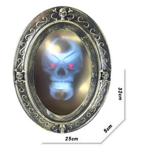 할로윈 파티 장식 매직 포토 프레임 소품 소리-빛나는 소름 끼치는 초상화 무대 동작-활성화 된 해골 유령의 거울 - Product Image 5