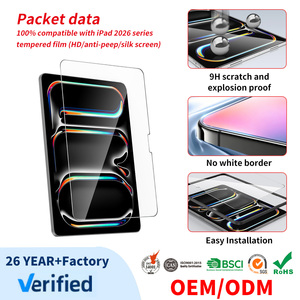 Protection d'écran en verre trempé transparent 2.5D 9H de qualité supérieure, personnalisée par le fabricant, pour iPad Pro Air Mini 2026, sans bulles, pour tablette PC - Product Image 1