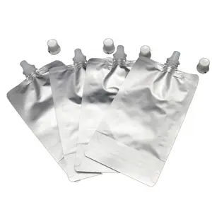 Réplica de papel de aluminio de agua con cierre de cremallera reutilizable beber C ap comida jalea personalizado pie pico bolsa
