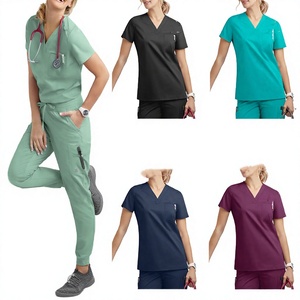 Conjunto de Uniforme Médico para Mujer, Cuello en V, Algodón y Poliéster, Pantalones Tipo Jogger, Varios Colores Disponibles - Product Image 3