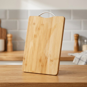 Tabla de cortar de bambú rectangular con asa para uso en la cocina - Product Image 4