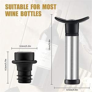 Bouchon de <span class=keywords><strong>bouteille</strong></span> de vin en acier inoxydable avec pompe à vide, en silicone alimentaire, anti-fuite, pour conserver la fraîcheur du vin, idéal pour les bars - Product Image 3