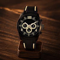 Montre-bracelet à quartz multifonctionnelle pour homme, boîtier en acier inoxydable, bracelet en silicone souple, montre décontractée pour homme pour l'extérieur