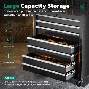 Chariot à outils roulant à 7 tiroirs pour <span class=keywords><strong>garage</strong></span>, armoire de rangement mobile en métal pour outils de réparation automobile - Product Image 5