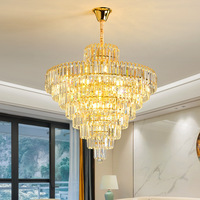 Lustre moderne en cristal doré JYLIGHTING pour villa, hall d'hôtel, salon, lustres creux, luminaires suspendus
