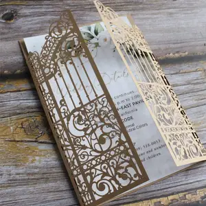Puerta marrón, diseño Floral, invitaciones de boda de lujo, ducha nupcial, sobres de invitación de compromiso para boda
