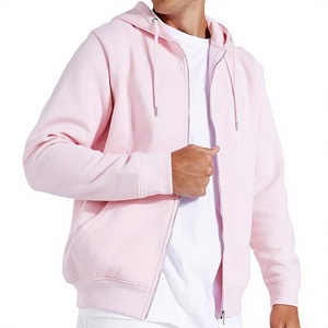 Sweat-shirt à capuche unisexe rose en polaire, coupe classique, décontracté, manches longues, vêtement d'hiver, couleur unie, respirant, tricoté - Product Image 1