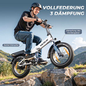 Expédition rapide UE Vélo électrique pliable à pneus larges de 20 pouces, puissance maximale de 750 W, 48 V, 13 Ah, autonomie de 120 km, double suspension, Shimano 7 vitesses, pour les trajets quotidiens - Product Image 5