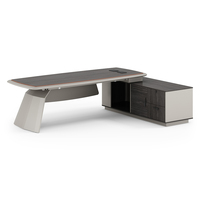 Bureau de luxe minimaliste en MDF pour patron, bureau en bois en forme de L avec sous-meuble, grand bureau de direction, mobilier de bureau