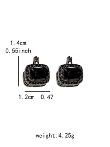 ต่างหูห่วงทองแดงชุบทองของผู้หญิงเพทายสีดำเพชรดีไซน์วินเทจไม่ซ้ำใครเครื่องประดับงานปาร์ตี้ประจำวันขายส่ง - Product Image 3