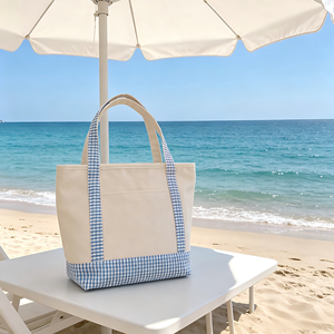 Durable Eco Cotton Canvas Tote <b>Bags</b> Zipper Closure Custom Logo New Style Reusable Multiple Pockets for Students <b>Working</b> Class - Product Image 4