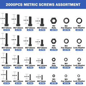 Screw Set 2000Pcs Metric Class 12 Cylindrical Head Hex Screws With Nuts Washers Boxed Standard Thread DIN912 Grade A SCM435 - Product Image 3