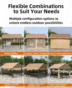 Gazebo de jardin de style ferme 9,8x9,8 pieds, abri en chaume, structure en acier robuste, revêtement en poudre, toit en PE imperméable pour patio - Product Image 5