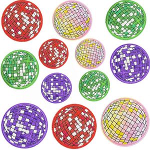 Nuevo parche termoadhesivo bordado de varios tamaños con borde brillante y purpurina, diseño de planeta colorido estilo disco, para decoración de ropa, sombreros y bolsos. - Product Image 1