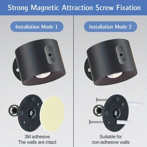 Lámpara de Pared LED de Doble Cabezal con Control Táctil, Rotación de 360°, Recargable por USB, Inalámbrica, Portátil, Luz Nocturna para Dormitorio, Lámpara de Lectura - Product Image 6