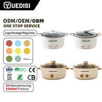 YUEDISI Plaque de cuisson électrique antiadhésive 28/32 cm 1000 W, Micro-pression électrique, Double saveur, Hot Pot