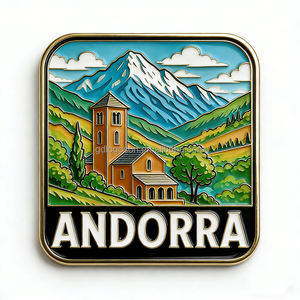 Imán de Refrigerador Esmaltado con <span class=keywords><strong>el</strong></span> Monumento Nacional de Andorra, Recuerdo Personalizado de Andorra, Imán Metálico para Refrigerador con Flor de Edelweiss, Venta al Por Mayor - Product Image 2
