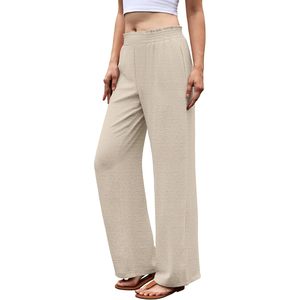 FOXA Wide Leg Pants Women High Waisted <b>Flowy</b> Palazzo Trousers With Pockets Breathable Summer Cruise Outfits - Product Image 2