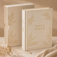 Impression professionnelle personnalisée de la Sainte Bible, impression de livres de haute qualité avec couverture rigide en cuir et étui en feuille d'or