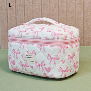 Custom Wholesale Bow <strong>Quilted</strong> <strong>Makeup</strong> <strong>Bag</strong> Set Large Capacity Zipper Cotton Cosmetic <strong>Bag</strong> Travel <strong>Makeup</strong> <strong>Bag</strong> for Women - Product Image 3