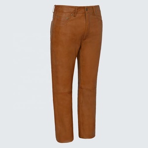 MEN'S GENUINE 100% COWHIDE LEATHER TROUSER | TAN MOTORCYCLE & <b>JEAN</b> STYLE HIGH STREET 100% <b>SOFT</b> NAPA LEATHER &WINDPROOF - Product Image 4
