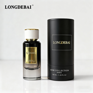 Factory Round Perfume Glass Bottle Empty Pump Sprayer Crimp Clear <b>Black</b> 50ml Perfume Bottle with Cylinder <b>Box</b> - Product Image 1