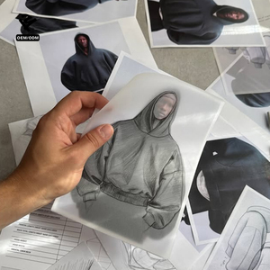 F5716 Custom <strong>Hoodies</strong> Heavyweight Streetwear Crop Cut Big Hoodie Solid Boxy Fit Oversized Cropped <strong>Hoodies</strong> Mens Winter Clothes - Product Image 2