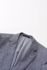 Veste de costume de <span class=keywords><strong>mariage</strong></span> élégante pour <span class=keywords><strong>homme</strong></span>, grise, coupe ajustée, simple boutonnage, col en V, en tissu peigné, <span class=keywords><strong>tenue</strong></span> de travail décontractée de haute qualité - Product Image 4