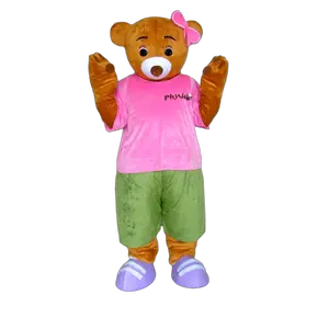 ผู้ผลิตมืออาชีพBlue Sky CustomหมีMascotเครื่องแต่งกายผู้ใหญ่การ์ตูนMiss Bear Mascotเครื่องแต่งกายสําหรับStage Show