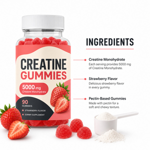 Bonbons gélifiés sans sucre à 5000 mg de créatine monohydrate, complément pré-entraînement pour l'énergie et le soutien immunitaire, pour adultes, non destiné aux femmes enceintes - Product Image 3