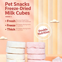 Natuurlijk gevriesdroogd huisdierenvoer Fruit & Melkkaasblokjes voor honden en katten, Probiotische snack voor de spijsvertering