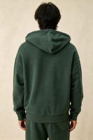 Setelan Olahraga Pria Hijau Dua Potong, Hoodie Sweatshirt Zip-Up Oversize 100% Katun dan Celana Jogger, Desain OEM Custom untuk Kegunaan Sehari-hari