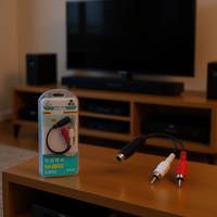 Adaptador de Cable de Audio Sanda RCA a 2RCA con Cubierta de PVC, 1 Conector Hembra a 2 Conectores Macho para Dispositivos de Audio y Video