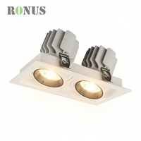 Spot encastré rectangulaire à double tête 24W*2, grille réglable, éclairage LED de plafond COB