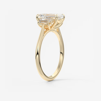 Cincin Tunangan Berlian Emerald 1 Karat Tiga Batu Baguette Hasil Laboratorium Emas Padat 10K/14K/18K Bersertifikat IGI CVD/HPHT Custom